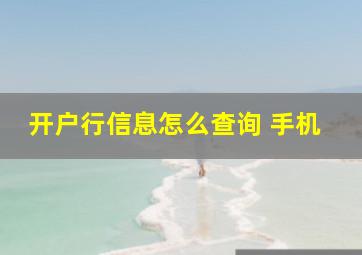 开户行信息怎么查询 手机